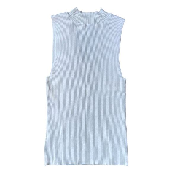 The Hanger Sleeveless Ribbed Knit Mock Neck Tank Top with Front Cutout - Picture 3 of 9